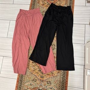 Pink and Black Wide-Leg Pants